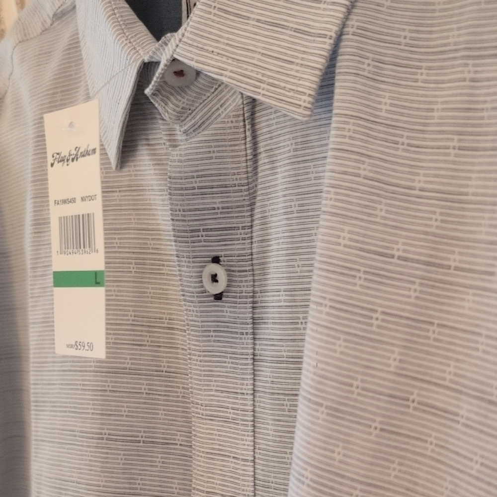 Flag & Anthem NWT Light Gray & White Patterned Button-Down Shirt